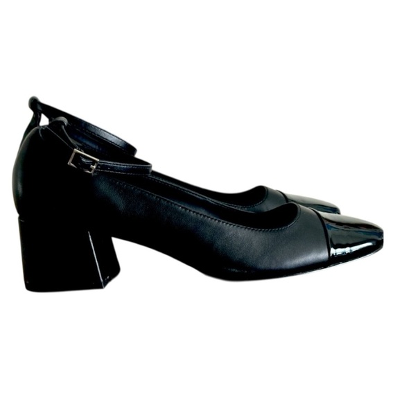 🆕Steve Madden women’s Eli Black Leather Mid Block C Heel Ankle Strap SZ 10 - Picture 1 of 6